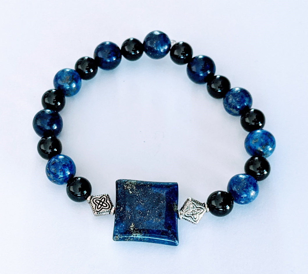 Bracelet de pierre de Lapis Lazuli & d'Onyx noir